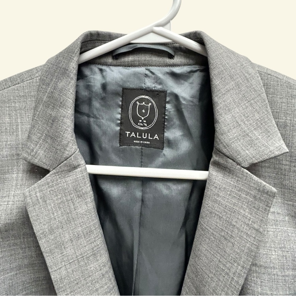 Talula Gray Blazer with Striped Cuffs - Picture 2 of 3